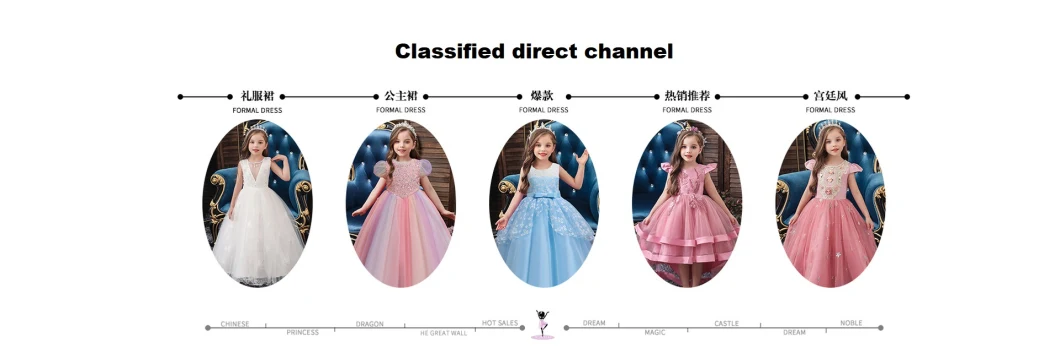 Kids Designer Clothes V-Neck Children Clothing Short Sleeve Apparel Flower Girl Evening Party Wear Dresses