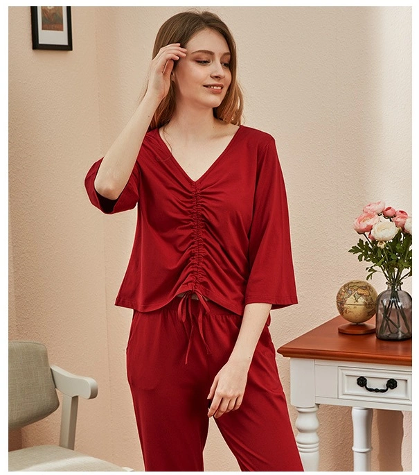 Pajamas Pyjamas Home Textile Clothing Clothes T-Shirt T Shirt and Pants Set Sleepwear for Ladies Spring Summer Wholesale